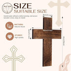 Geelin 4 Pcs Large Wooden Cross Wall Decor 16x11 Inch Hanging Cross for Craft Handmade Antique Religious Gifts Wooden Christians Wall Decor for Room Church Home Room(Brown)