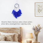 Pretty Jolly Crystal Stone Small Dream Catchers Blue Feathers Mini Dreamcatchers with Beads for Car Rear View Mirror Hanging Decoration Good Luck Travel Charm Little Bedroom Ornaments for Women Girls