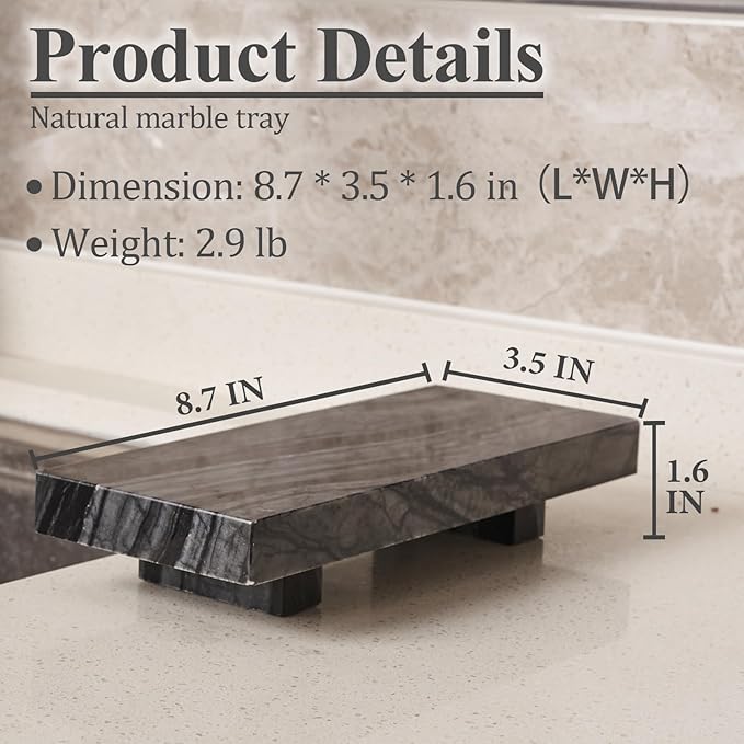 Natural Marble Tray Pedestal Stand, Soap Dispenser Holder, Modern Marble Riser for Decor Display, Soap Pedestal for Bathroom, Kitchen, Home Decor