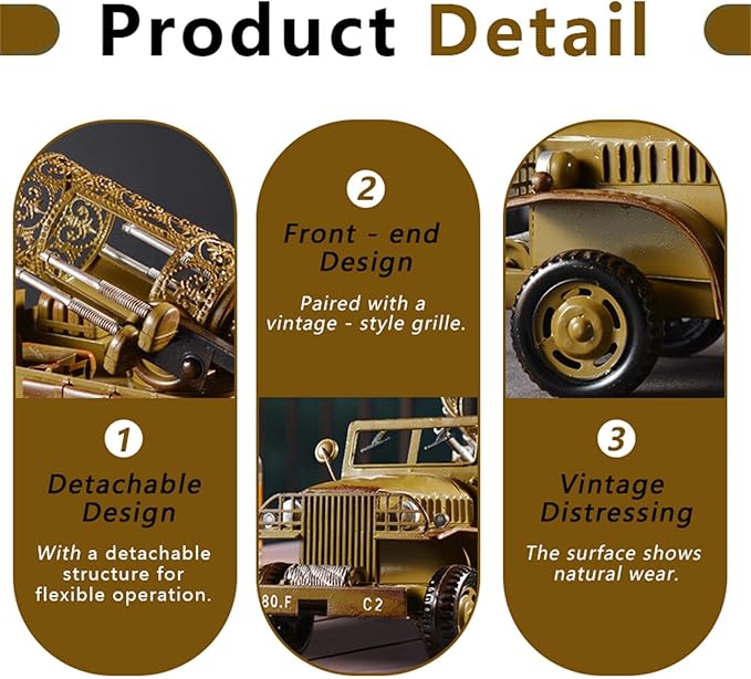 Metal Classic Truck Car Model - Retro Truck Model Vehicle Model Decorative Collectible for Home Office Decor