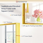 Keonjinn 22 x 30 Inch Gold Bathroom Mirror for Over Sink Brushed Gold Rectangle Wall Mounted Mirror Metal Frame Modern Farmhouse Mirror with Square Corner Framed Mirror(Horizontal/Vertical)