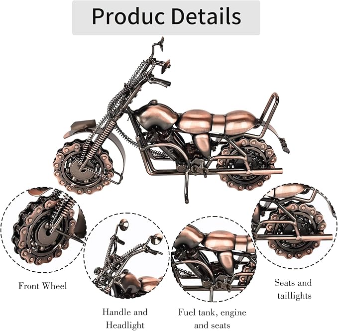 Metal Motorcycle Model - Collectible Moto Decor, Ideal Motorcycle Gifts for Men, Handcrafted Metal Replica for Study/Office/Living Room Decoration