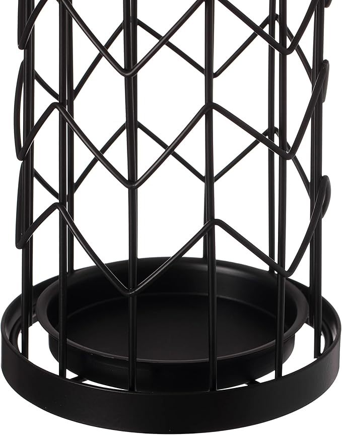 Vintiquewise Black Umbrella Holder for Entryway, Indoor & Outdoor Umbrella Stand with Drip Tray, Cane Stand, Umbrella Basket, Horizontal Round Design