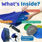Wobble Cushion Set for Sensory Kids and Balance Training - Disc Plus 4 Pods, Board With Pump, Inflatable Stepping Pads for Adults