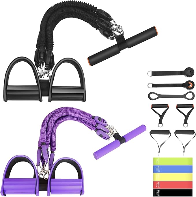 Pedal Resistance Band, Exercise Bands with Handles, Elastic Sit Up Pull Rope, Workout Equipment for Physical Therapy, Home Fitness, Strength Training