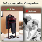 Mens Valet Stand With Top Tray Non-Slip Trouser Bar Clothes Valet Suit Stand Freestanding Clothes Rack For Living Room Entryway Bedroom Office
