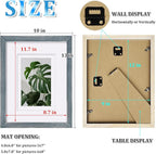 Egofine 9x12 Picture Frames Set of 4, Made of Solid Wood Covered by Plexiglass 5x7 and 6x8 with Mat or 9x12 whitout Mat, for Table Top Display and Wall Mounting Photo Frame Rustic Blue
