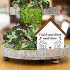 Housewarming Gifts, New House Decor, Gifts for Best Friend, I Wish You Lived Next Door House Shaped Wooden Block Sign Home Living Room Decor for Desk Table Shelf