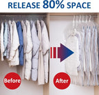 Hanging Vacuum Storage Bags, 6 Pack Hanging Storage Bags for Clothes With Electric Pump, Vacuum Sealed for Suits, Dress, Jackets (6 Short)
