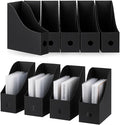 Geyee 12 Pack Magazine File Holder Plastic Desk Organizer Magazine Holder Storage Heavy Duty File Boxes for Home Storage and Office Organization(Black)