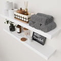 BAOBAB WORKSHOP Solid Wood Floating Shelves for Wall 36 Inches Long, Heavy Duty Wall Shelf for Bedroom 36 Inch Large, Real Wooden Bathroom Shelf Kitchen Rustic, White Finish, 36W × 6.7D, Set of 2