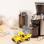 Hooqict Coffee Bar Decor Mini Metal Yellow Truck with Coffee Beans Burlap Sack for Summer Fall Home Farmhouse Kitchen Tiered Tray Decor Coffee Bar Accessories Coffee Station Decoration