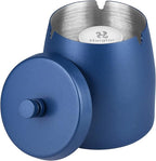HARTAR Smokeless Ashtrays for Cigarettes Indoor, Ash Tray Sets Outdoor Windproof Cute Home Large Funny Metal Outside Ashtray with Lid for Cigarettes Butt Can for Outside Patio, Blue, Large