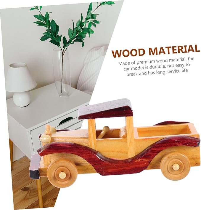 LIFKOME 1pc Vintage Wooden Car Model Decor Retro Wood Car Ornament for Home Desktop Chic Craft for Collectors and Unique Idea for Office and Bedroom Decor