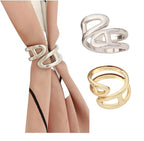SYWDUDUCLT Scarf Ring for Women's Shawl, Silk Neckerchief, Tshirt, Gold/Sivler, S/M/L, 2 Pcs