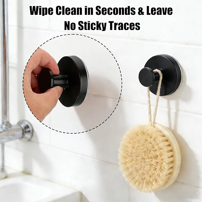 Mity rain Suction Cup Hooks for Door Wreaths, Reusable Metal Wreath Hangers for Front Door Glass Windows, Strong Hold No-Drill Wreath Holder Ideal for Holiday & Christmas Door Decorations（Black）