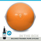 Bosu Balance Ball Exercise Trainer, Home Gym Equipment w/ Guided Workouts & Pump, 26", Blue - Inflatable Fitness Platform for Strength Training, Standing, Balancing, and Core Workout