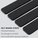 Vuzvuv 8 pcs Bulletin Board Bar Strips No Adhesive Backing with Glue Points ，Self Adhesive Cork Board for Wall，Felt Pin Board for School，Office Decor(Black)