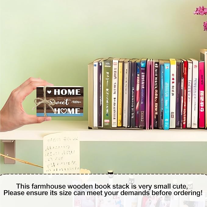 Mini Decorative Books For Home Decor, Small Wood Book Stack For Table Decor, Home Sweet Home decoration Books For Living Room Bookshelf, Farmhouse Stacked Books decoration（L48)