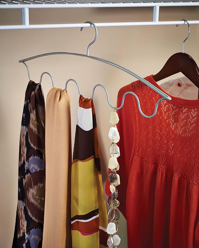 ClosetMaid Scarf Hanger, No Snag Closet Organizer for Scarves, Necklaces, Belts, Ties, Space Saving Storage, Nickel Finish