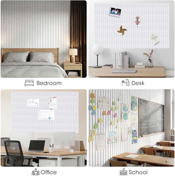 Large Cork Board for Walls 59" x 36",15 Pack 12"X12"Felt Bulletin Board Tiles with 120 Adhesive Tabs,Cork Board Alternative for Office Decor, Push Pin Board Wall Organizer-Light Gray