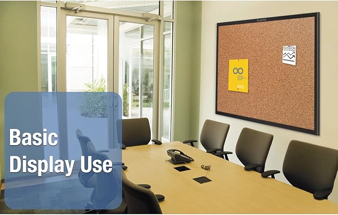 Quartet Cork Bulletin Board 60"W x 36"H Pin Board, Black Aluminum Frame (2305B)