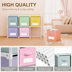 Geelin 6 Cube Toy Storage Organizer with Fabric Bins and Labels, 11 Inch Collapsible Colorful Cubby Storage Drawers Pastel Dresser with Shelf for Playroom Nursery Closet Bedroom Dorm