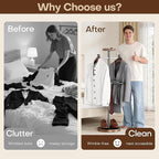 Suit Valet Stand with 2 Wooden Hangers & Storage Tray, Stainless Steel Frame, Solid Natural Marble Base, Freestanding Clothing Valet for Men, Bedroom, Office, Entryway (12.6 x 54.33 in)