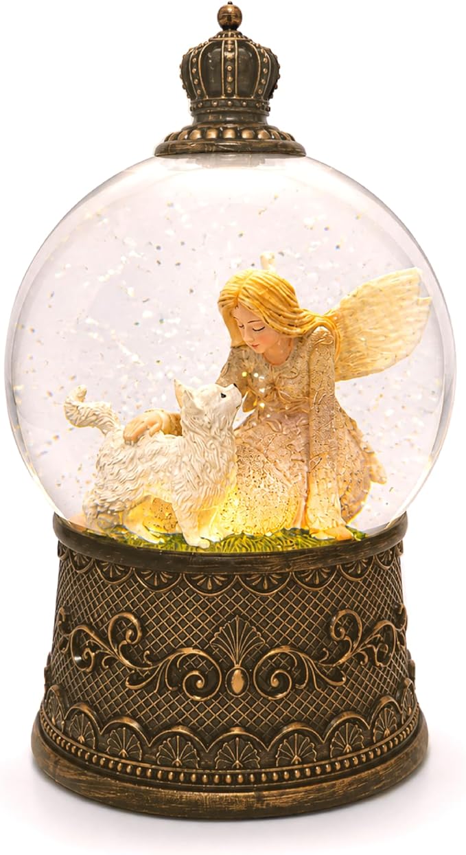 Cat Memorial Gifts for Loss of Cat Sympathy Gift, Snow Globe with Auto Swirling Glitter & 6H Timer, Battery or USB Powered, Cat Remembrance Gifts for Home Decor