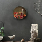 Decorative Plate Holder, 8 Inch, Blood Orange Grape Pomegranate Cider Round Display Plate, Hanging Decorative Plate with Display Stand, for Home Kitchen Bedroom Decorative Ornaments