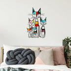 Wesiti Cat Wall Art Decor Metal Cat Wall Sculptures Room Decor for Cats Lover 10.6 x 15.7 Inches Colorful Mid Century Retro Wall Art for Home Living Room Bedroom Kitchen Office
