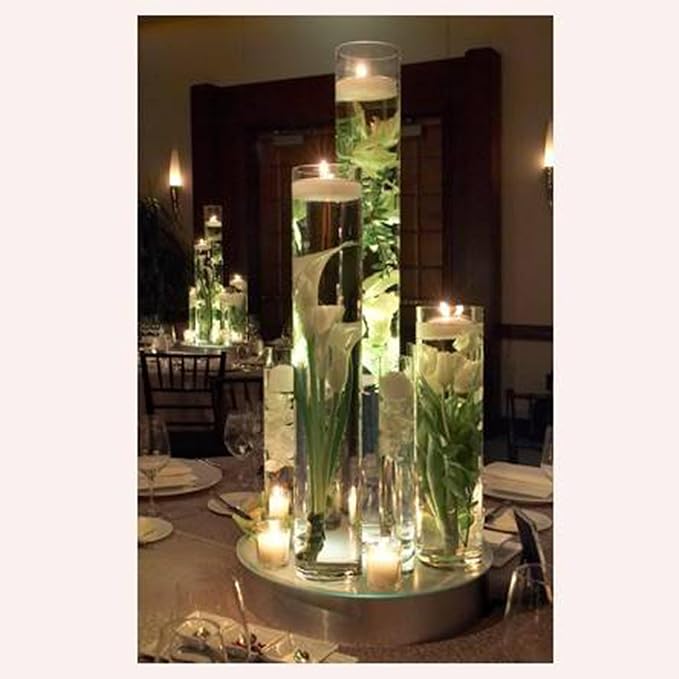 WGVI Quality Thick Weighted Tall Clear Cylinder Glass Vases, 4" W x 24" H, Flower Arrangement Floating Candle Holders Wedding Centerpieces Event Floral Tabletop Display Décor, Bulk Wholesale, 6 Pcs