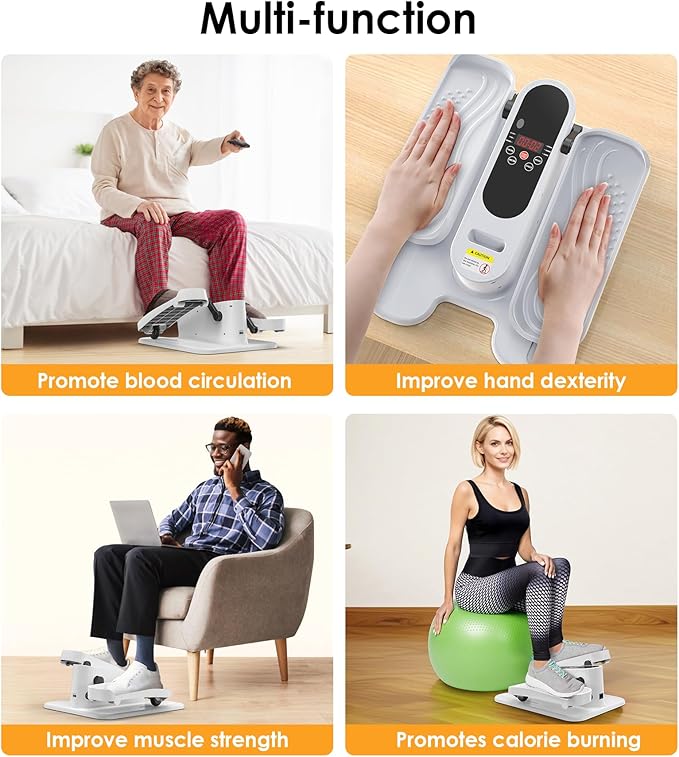 Under Desk Elliptical Machine, Electric Seated Leg Exerciser for Seniors, Adjustable Speed & Low-Impact Design, Quiet Portable Trainer with Remote Control for Home Office