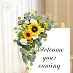 Odouzy Artificial Wedding Arch Flowers for Wedding Sign,Set of 2 for Welcome Ceremony Sign,Faux Floral Swags,Banquet and Reception Backdrop Floral Decoration (Green&Sunflower)