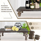 MAONAME Decorative Wooden Display Riser, Farmhouse Wood Pedestal Stand for Display, Rustic Vintage Brown Tray Riser for Kitchen, Home Table Decor, Short and Tall Footed