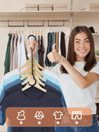 HOUSE DAY Black Magic Space Saving Hangers 10 Pack, Premium Smart Hanger Hooks, Sturdy Cascading Hangers with 5 Holes for Heavy Clothes, Closet Organizers and Storage, College Dorm Room Essentials