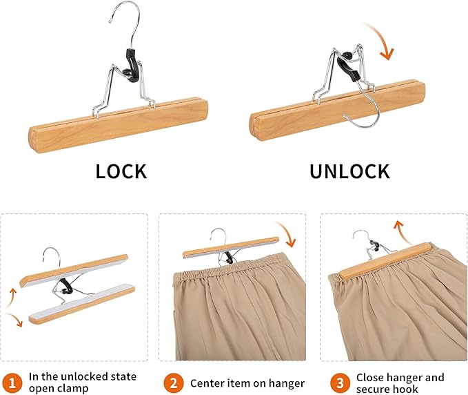 Amazon Basics Wooden Pants Hangers Closet Organizer,Natural,(Pack of 120)