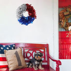 Patriotic Wreath for Front Door Red White Blue Wreath 4th of July Wreaths for Door Wall Memorial Day Decor Independence Day Hanging Decoration for Outside Home Farmhouse Holiday (Shiny B)