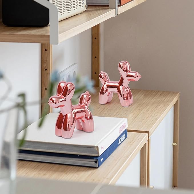 Notakia Cute Ceramics Balloon Dog Statue Crafts Living Room Desktop Decorations,Handmade Modern Small Ceramic Animal Statue Ornament Home Decor Accents