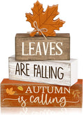 Lineshading 4 Pcs Fall Decoration for Home Wooden Maple Leaf Thanksgiving Table Centerpiece Rustic Thanksgiving Tiered Tray Decor Decorative Autumn Leaves Block Sign Farmhouse Autumn Decor for Kitchen