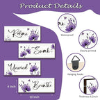 ONIZHITY Set of 4 Purple Bathroom Decor With Purple Flower Wall Decor Inspire Relax Soak Unwind Breathe Rustic Wooden Wall Art Ideal for Bedroom Office Living Room Kitchen Decoration(Purple 10x4Inch)