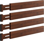 DUCOO 4 PCS Drawer Divider, 17"-22" Adjustable Bamboo Drawer Dividers Organizers, 2.3" High Expandable Separators for Kitchen, Clothes, Dressers, Home, Office, Mocha