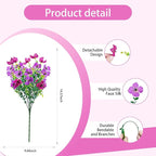 Artificial Faux Plants Flowers Outdoor Spring Summer Decoration, 12 Bundles Fake Silk Colorful Daisy Eucalyptus Realistic UV Resistant for Outside Home Planter Porch Yard Decor (Purple Red Lotus)