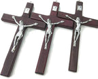 CHENGXIN Catholic Crucifix Wall Cross 3 Pack, Small Wooden Cross with Jesus for Home Decor, 4.7 inches