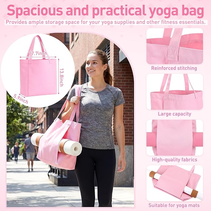 11 Pcs Pink Yoga Accessories Set for Women, Home Pilates Essential Kit for Workout Gym Lover Gifts with Yoga Mat Magic Circle Tote Bag 3 Resistance Bands Strap Socks Towel Ball TPE Loop