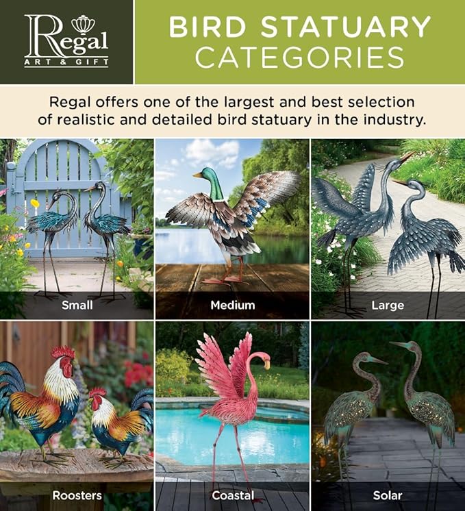 Regal Art & Gift Flying Bird Hanging Metal Mobile - Decorative Outdoor Wind Motion Sculpture for Patio, Porch & Garden Décor - Owl