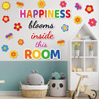 Classroom Bulletin Board Decoration Set Welcome Banner Wall Door Decor Colorful Classroom Decorations for Kindergarten Preschool Elementary and Middle School(Happiness Blooms Inside This Room)