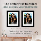 Creative Picture Frames 8.75 x 11.25 Magazine Frame with Full-Strength Glass, Holds Up To A 1/4" Thick Media with Installed Hangers for Easy Mounting, 11x14 Manhattan Black Frame with White Mat