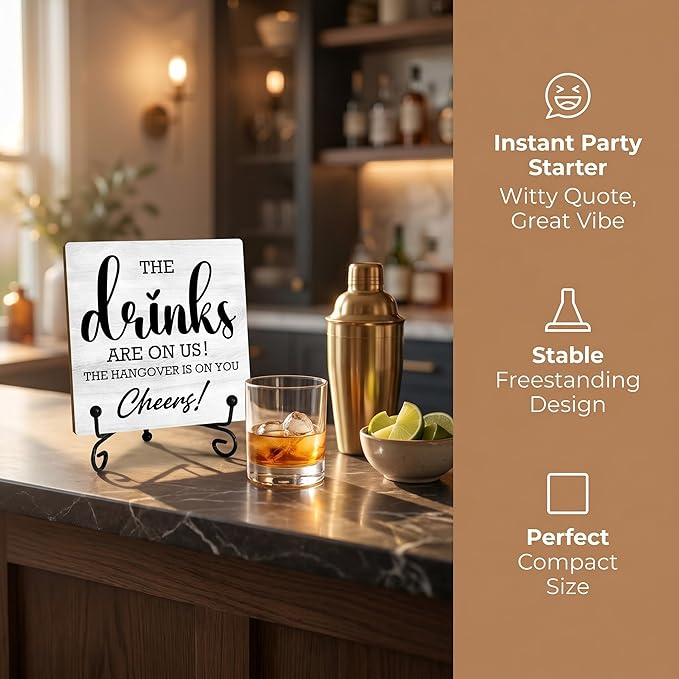 Bar Decorations for Home, Kitchen Outdoor Bar Decorations, Home Bar Decor Accessories,Man Cave Accessories Bar Signs for Home Bar Decor(5 x 5 inches).