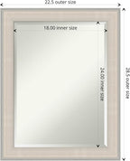 Amanti Art White Wall Mirror 28x22 Cottage White Silver Rectangle Bathroom Mirror for Wall Decor Living Room, Medium Cottage Wood Frame, Hangs Horizonally and Vertically, Bathroom Decor, Beveled Edge